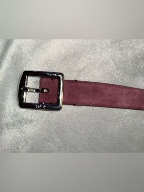 Lauren Ralph Lauren Maroon sueded  Leather Belt with Silvertone hardware